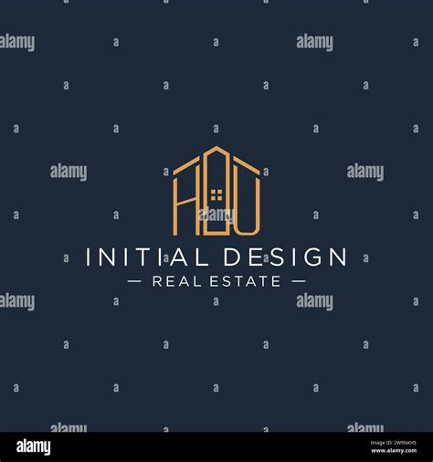 Initial Letter Hu Logo With Abstract House Shape Luxury And Modern