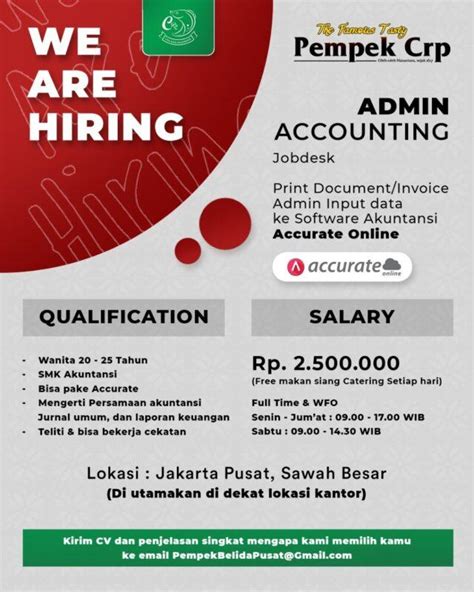 Lowongan Kerja Admin Accounting Di Pempek Belida Pusat Jakartakerja