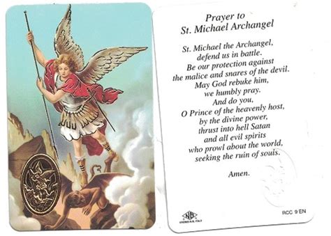 St Michael Archangel With Medal Prayer Card Rc077