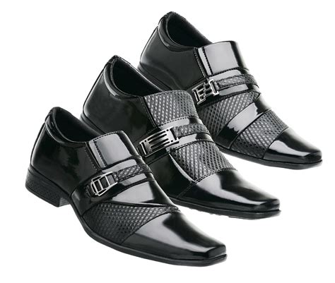 Kit Pares De Sapato Social Masculino Em Verniz Preto Iden Shoes