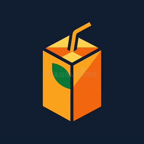 A Simple Flat Design Of A Juice Box With A Straw And A Green Leaf A