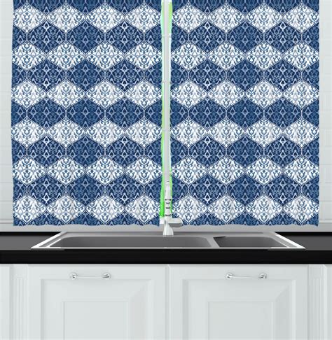 Navy Blue Kitchen Curtains 2 Panel Set Window Drapes 55" X 39 ...