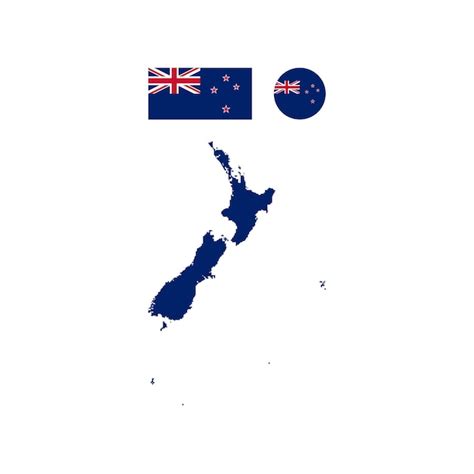 Premium Vector New Zealand National Map And Flag Vectors Set