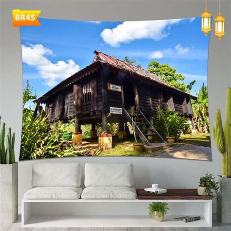 banner decoration backdrop rumah kampung hari raya aidilfitri