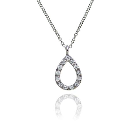 Halo 18ct White Gold And Diamond Teardrop Pendant Dominic Walmsley