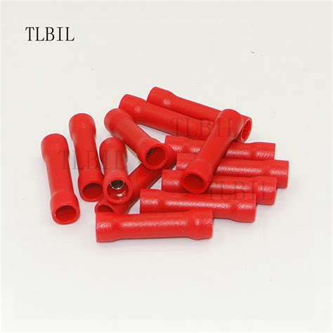 1000pcs BV1 25 Red Straight Insulated Wire Butt Connector Electrical