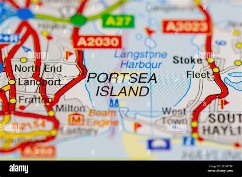 Portsea Island Portsmouth And Surrounding Areas Shown On A Road Map Or