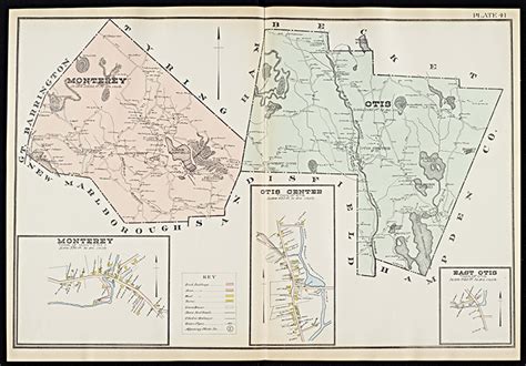 Otis And Monterey Massachusetts Antique Map — Museum Outlets