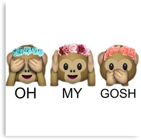 "OH MY GOSH - FLOWER CROWN TUMBLR EMOJI MONKEY" Canvas Prints by returntoryland | Redbubble