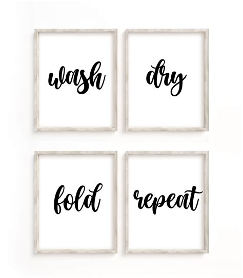 Wash Dry Fold Repeat Set Of 4 Prints For Laundry Or Utility Room 2