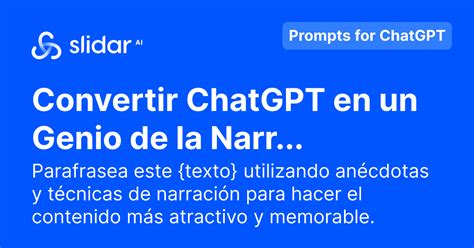 Convertir ChatGPT en un Genio de la Narración Prompts Gratis para ChatGPT