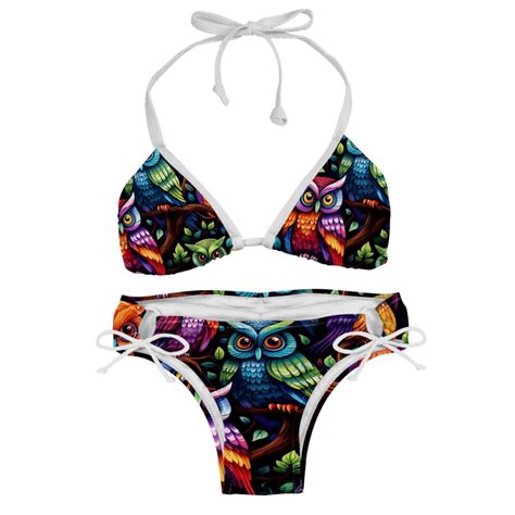 Owl Women S Swimsuit Bikini Set With Detachable Sponge Adjustable