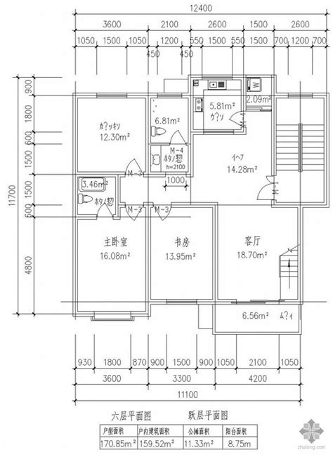 板式多层一梯二户有跃层户型图171171 建筑户型图 筑龙建筑设计论坛