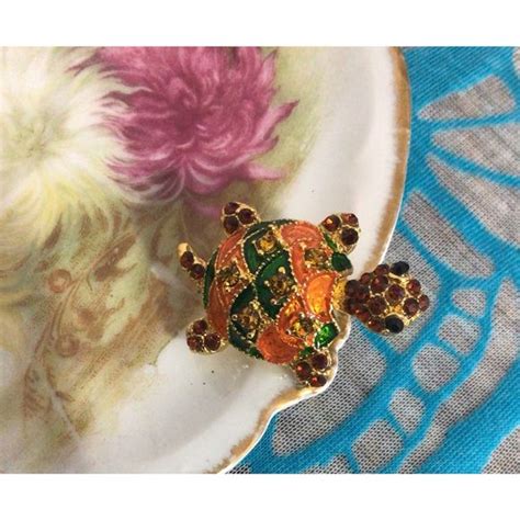 Artisan Jewelry Nwt Artisan Enamel Sea Turtle Brooch Pin Rhinestone