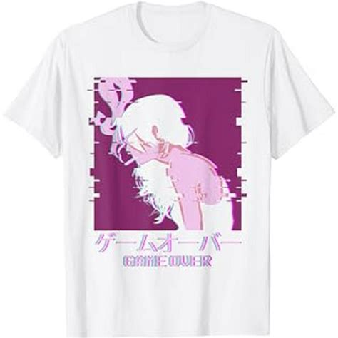 Japanese Vaporwave Sad Anime Girl Game Over Aesthetic T Shirt