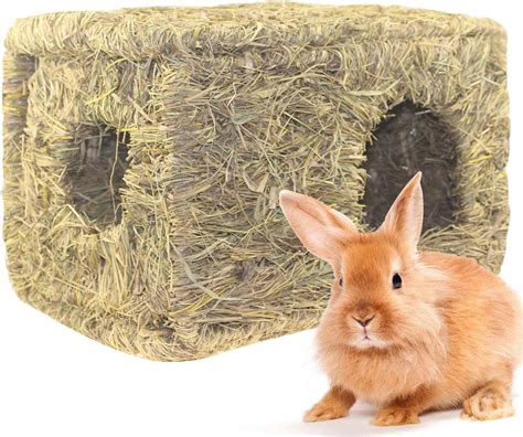 Grass House For Rabbit Hand Woven Seagrass Mat Bed Natural Folding Rabbit Grass