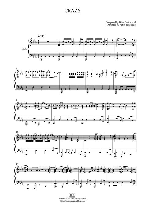 [piano Solo Sheet Music] Crazy Gnarls Barkley Musicalibra