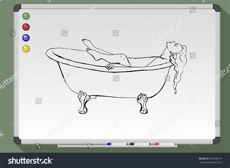 Woman Relaxing Bath Eyes Closed Hand Stock Vector Royalty Free