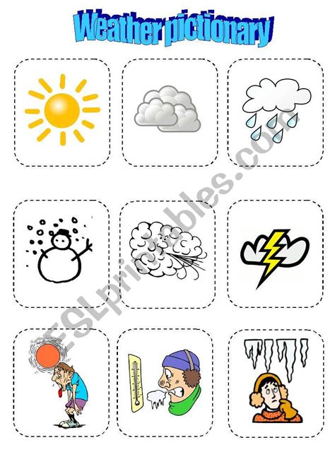 Weather Pictionary Fun Game Esl Worksheet By Tulpen