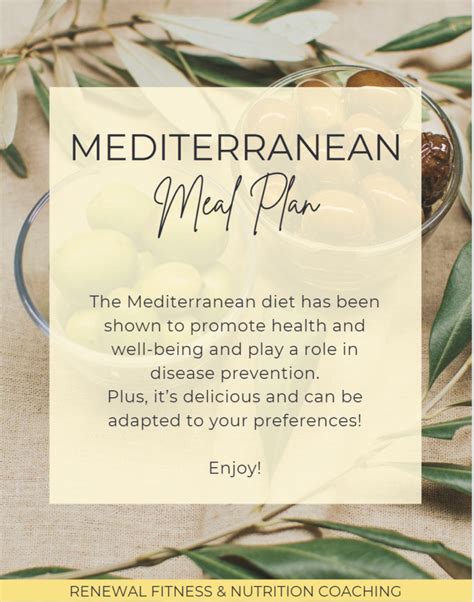 Mediterranean Meal Plan – 4 Week | Renewal Fit Coach