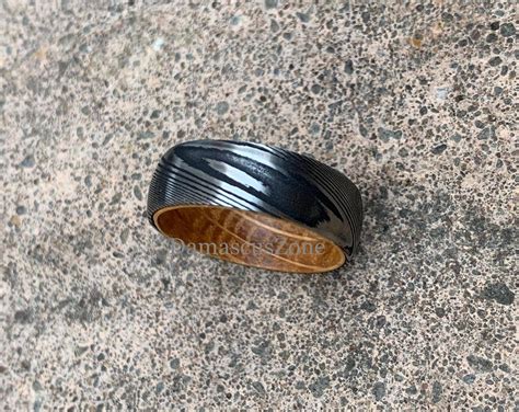 Damascus Ring Damascus Steel Ring 8mm Stainless Damascus | Etsy