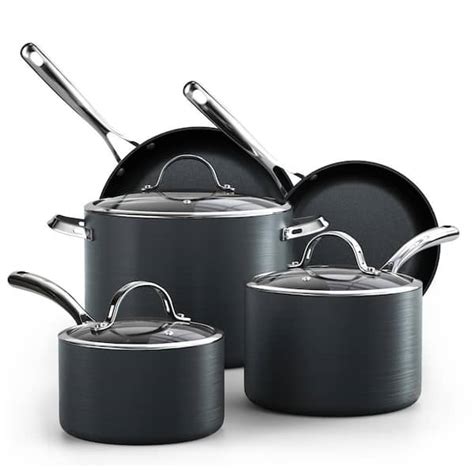 Cooks Standard 8 Piece Hard Anodized Aluminum Nonstick Cookware Set In