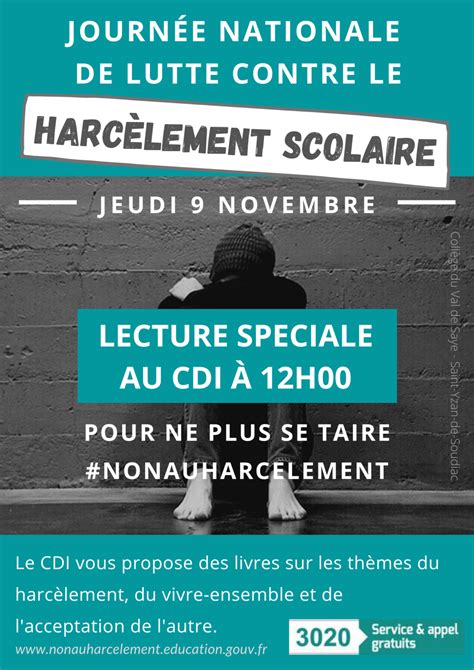 Journée nationale de lutte contre le harcèlement scolaire Collège du