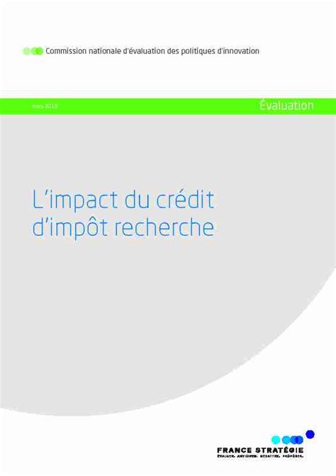 Limpact Du Cr Dit Dimp T Recherche Avis De La Cnepi Pdf