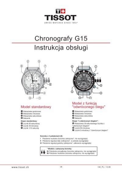 Chronografy G15 Instrukcja obsÅ ugi Support Tissot