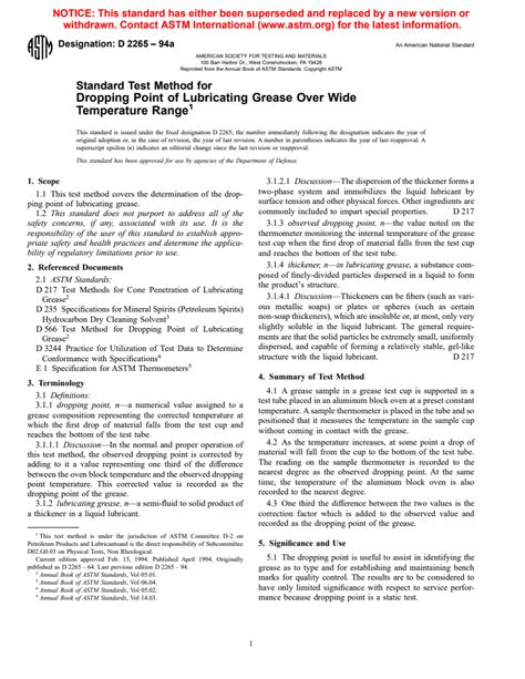 ASTM D2265 94a Standard Test Method For Dropping Point Of Lubricating