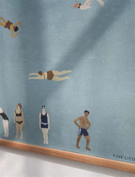 Swimmer Art Print Decor Wall Art Blue Morden Poster Print Etsy