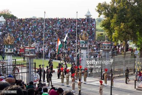 Beating The Retreat Ceremony At Attari Wagah Border Photos And Premium