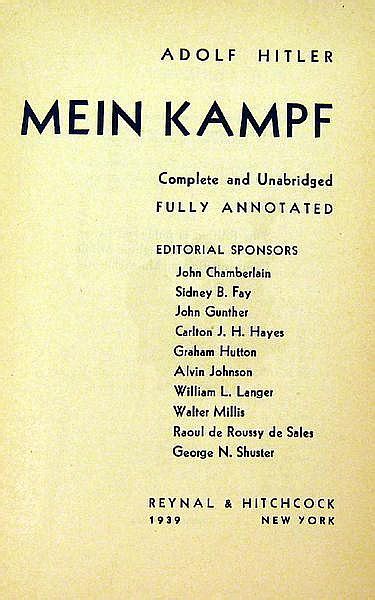 Sold Price Adolf Hitler Mein Kampf First Printing Reynal