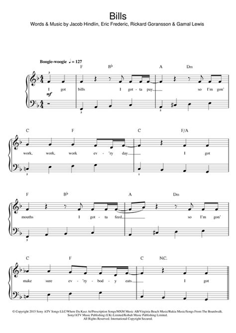 LunchMoney Lewis - Bills sheet music