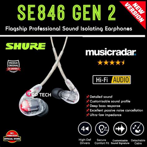 Promo Shure Se846 Se 846 Gen 2 Gen2 Flagship Sound Isolation Earphones Iem Gen1 Pro Clear