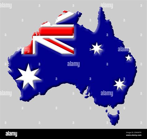 3d Map Of Australia With Colours Of The Australian National Flag Stock