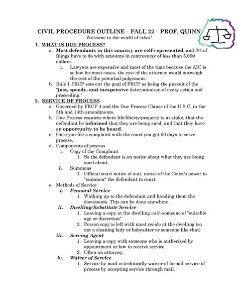 Civil Procedure Outline Civil Procedure Outline Fall Prof