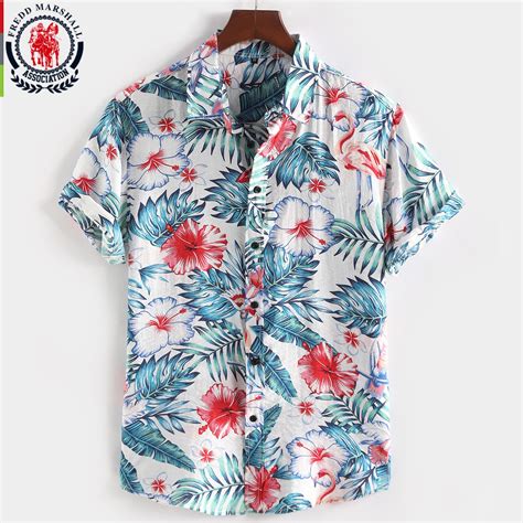 FREDD MARSHALL 2023 New Fashion Tropical Print Shirt Short Sleeve