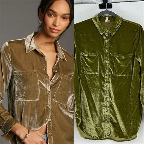 Anthropologie Tops Anthropologie Pilcro Relaxed Velvet Buttondown