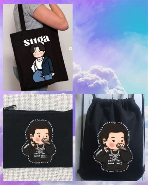 Bts Bt Suga Drawstrings Tote Bag Coin Purse Lazada Ph