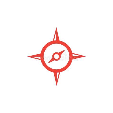 Compass Red Icon On White Background Red Flat Style Vector