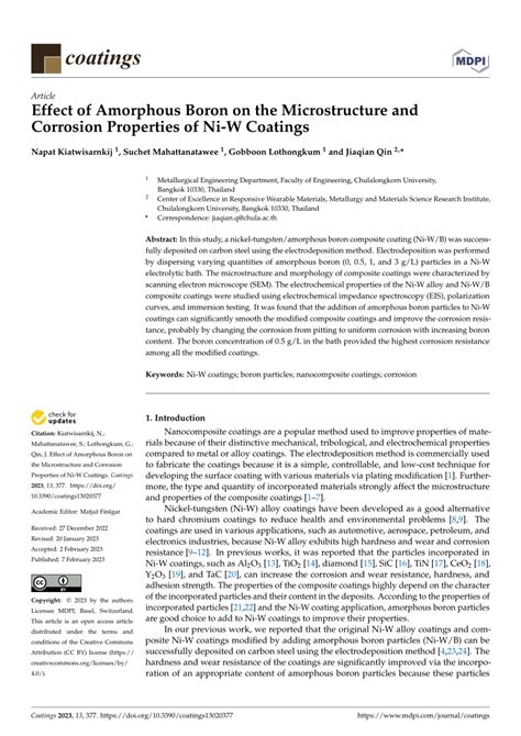 Pdf Effect Of Amorphous Boron On The Microstructure And Corrosion