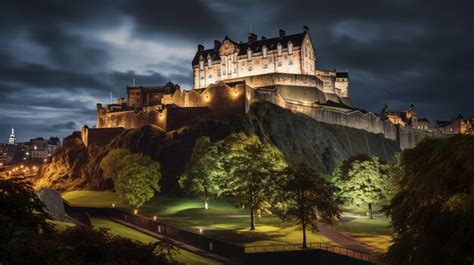 Premium AI Image | Night view of Edinburgh Castle