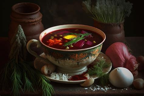 Un Plato De Sopa Con Una Clara De Huevo Al Lado Foto Premium