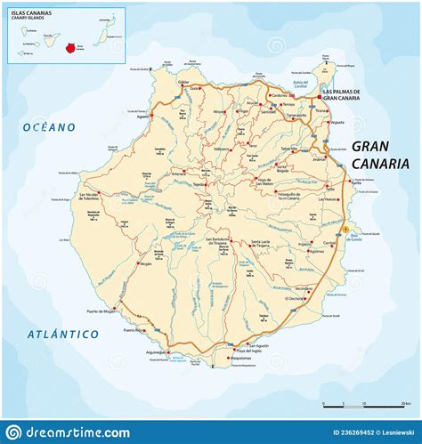 Hoja De Ruta Vectorial De La Isla Canaria Gran Canaria Ilustración del