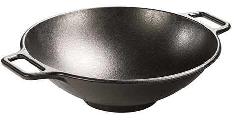 Lodge Inch Cast Iron Wok Pre Seasoned Wok With Flattened Bottom For