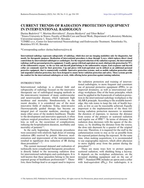 PDF CURRENT TRENDS OF RADIATION PROTECTION EQUIPMENT IN