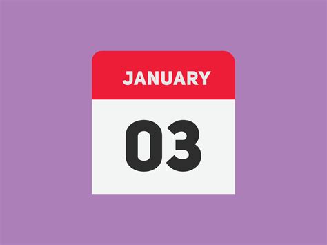 january 3 calendar reminder. 3rd january daily calendar icon template ...