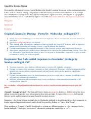 IFSM 300 Week 2 Discussion Docx Using IT For Decision Making