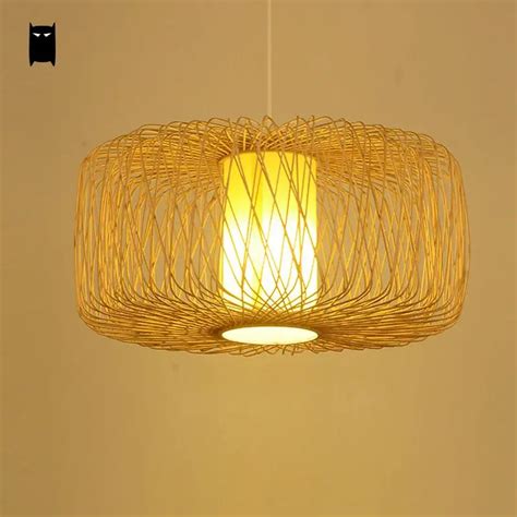 Handmade Bamboo Wicker Rattan Lampshade Pendant Light Fixture Asian